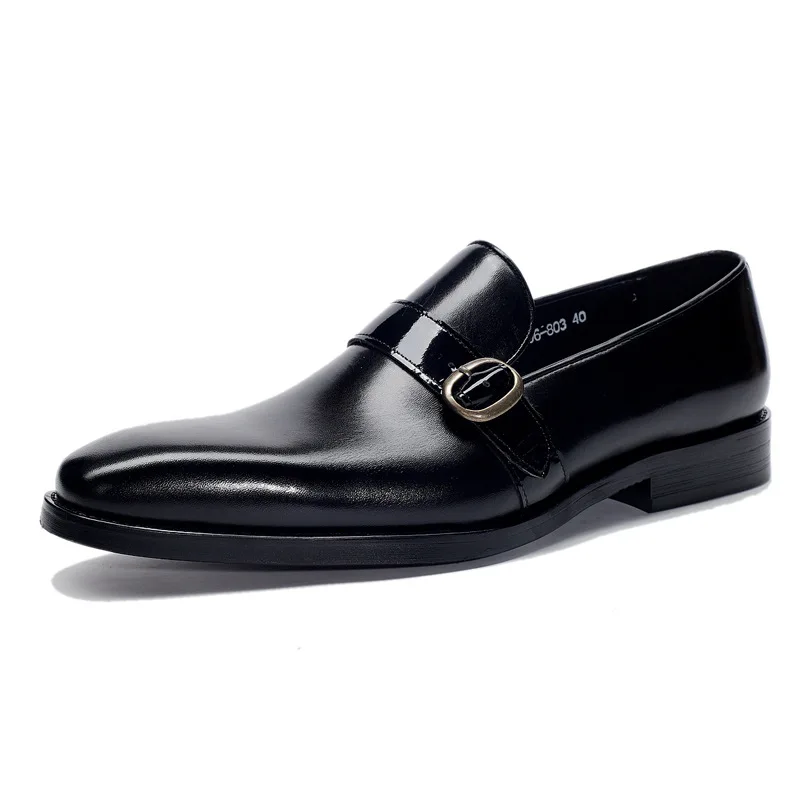 

2025 Classic Men Dress Shoes Black Green Genuine Leather Mens Shoes Point Toe Business Casual Men Formal Shoes for Wedding Party