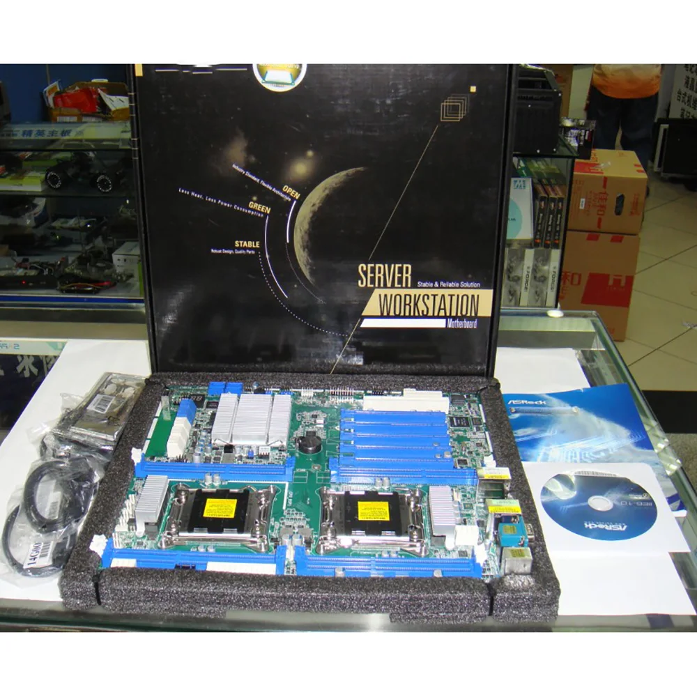 RMHUNTIC Server Motherboard For ASROCK EP2C602 LGA2011 Support Xeon 5-1600/2600/4600 High-Quality