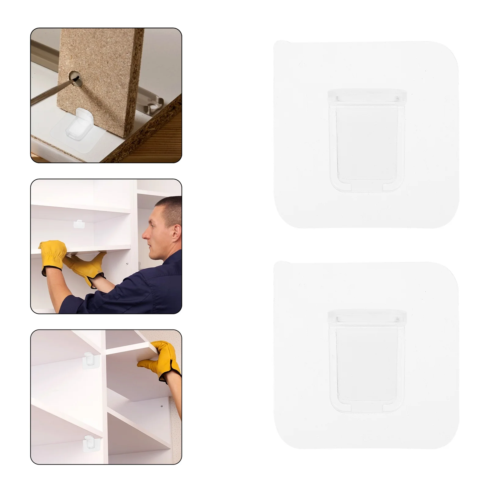 

12Pcs Adhesive Shelf Support Punch Free Closet Dividers Self Stick Bracket Furniture Bookcase Cabinet Organizer