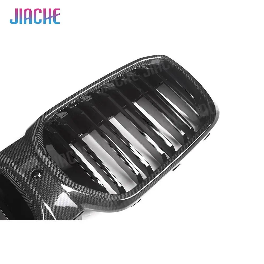 

For BMW IX3 G08i 2022 Carbon Fiber Front Bumper Racing Grill ABS Gloss Black Front Grille Cover Body Kit Dry Carbon