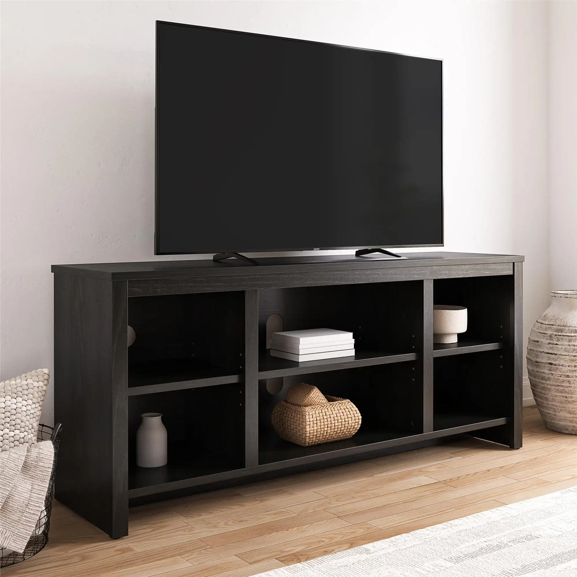 

Parsons TV Stand for TVs up to 50", Black Oak Finish