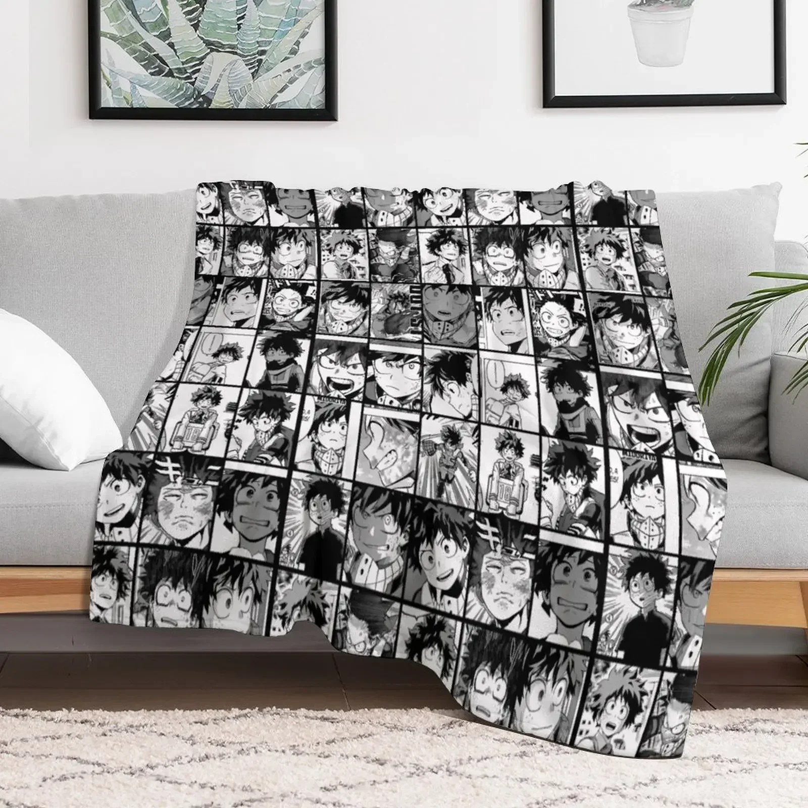 

deku manga panels collage Throw Blanket Sleeping Bag Furry Blankets