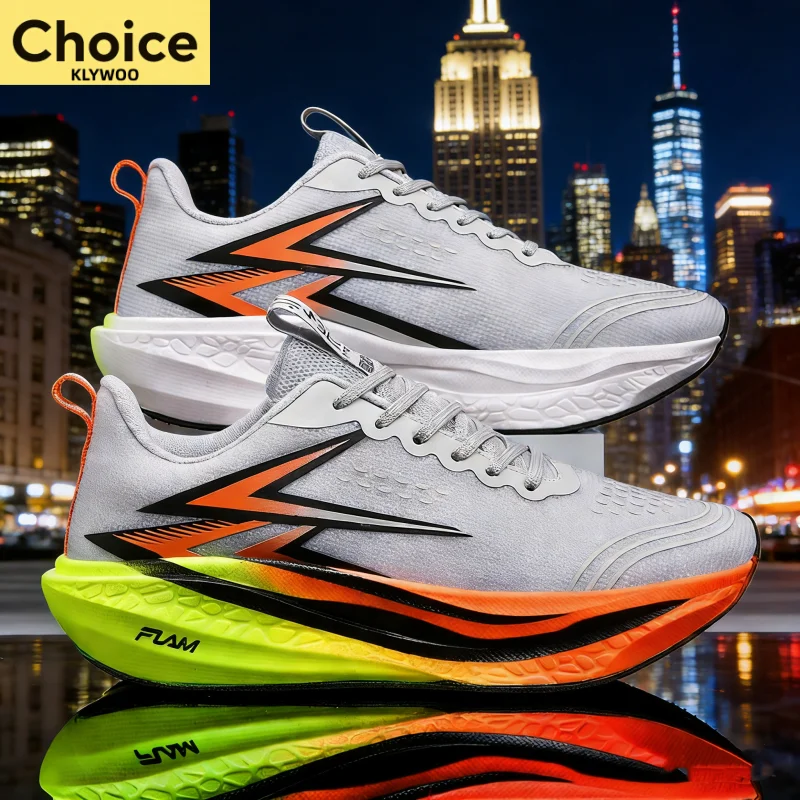 Marathon Herren Sport-Laufschuhe mit Carbonplatte, Luftpolster, Atmungsaktiv, Leichtgewichtig, Bequeme Rutschfeste Damen-Sneaker