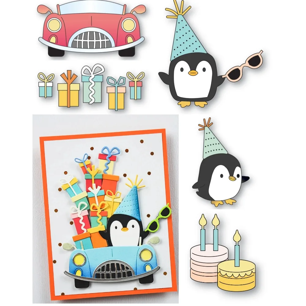 

Пингвины держит солнцезащитные очки металлические трафареты для скрапбукинга украшение для дневника трафарет тиснение шаблон DIY поздравительная открытка ручной работы