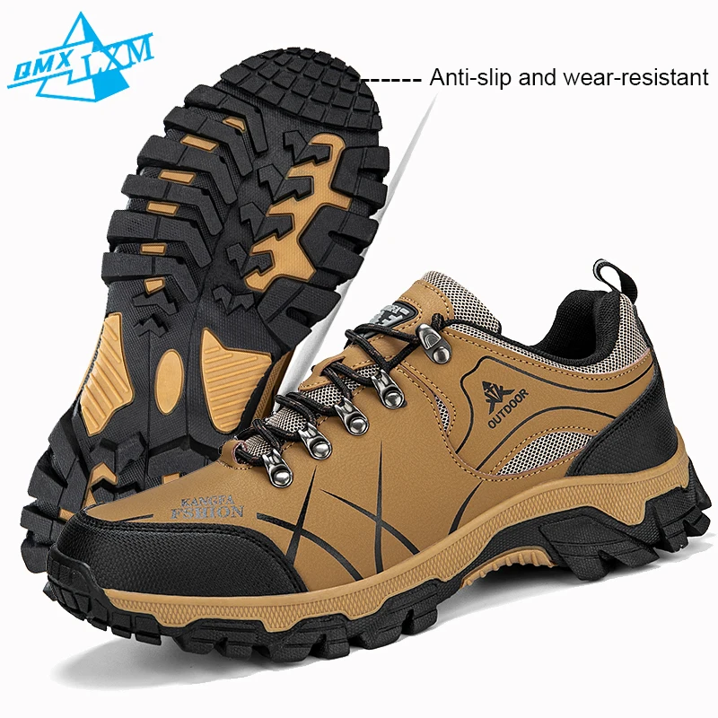 

LiXingMing Hiking Shoes Men Leather Ankle Boots Outdoor Camping Anti-collision Climbing Shoe Lace Up Climbing Trekking Sneakers