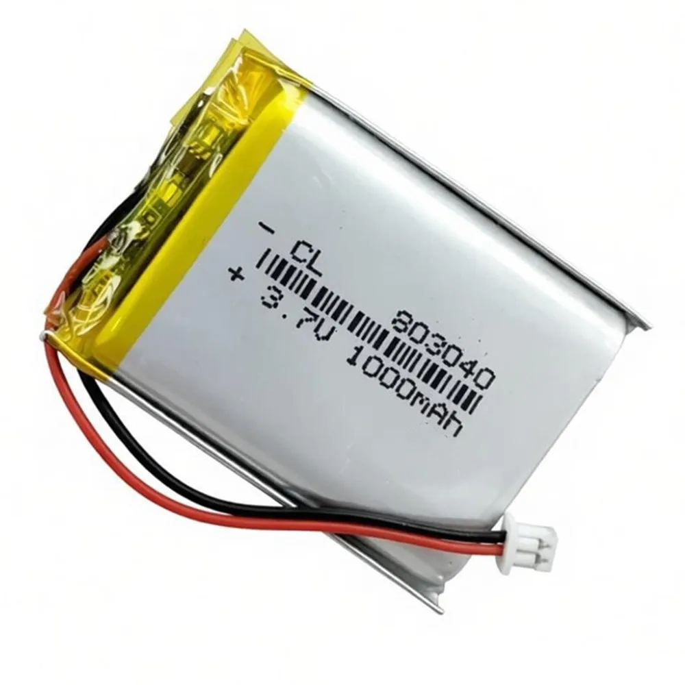 803040 3.7V 1000mAh With JST 1.25mm 2P Plug Lithium Polymer