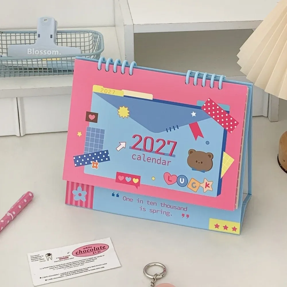 New Cartoon Bear 2027 Desk Calendar Collage Art Daily Schedule Cartoon Planner Card Paper Note Planner Students Gifts
