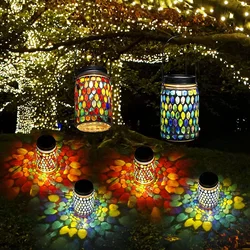 Luz Solar para exteriores, linterna con carga Solar, decoración colorida de mosaico, lámpara Solar, luz de jardín, decoración de jardín