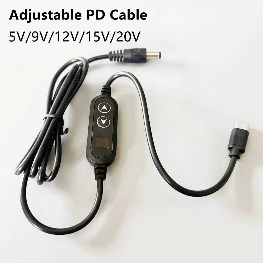 Type C To DC Power Boost Cable DC 5V/9V/12V/15V/20V Adjustable Voltage PD Fast Charging Cable For Router Laptops