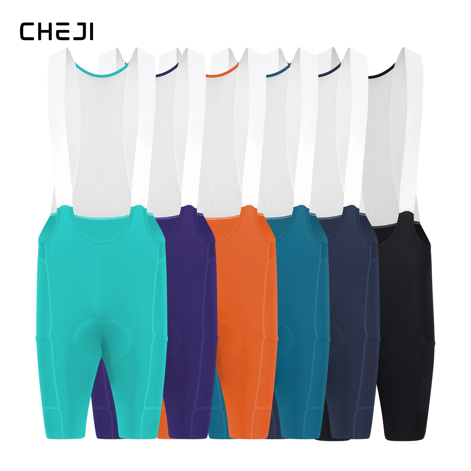 

Cheji Men's Cycling Bib Shorts with 2 Side Pockets for Comfortable Cycling Experience