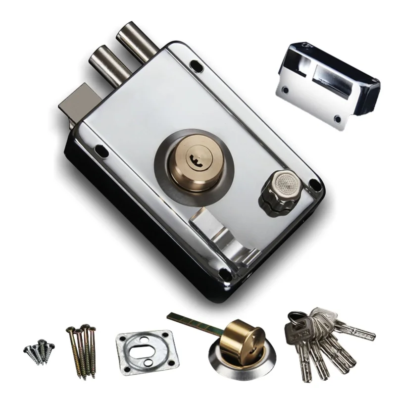 Exterior Gate Lock Stainless Steel Copper Lock Core Left Open With Edge Security Prevent Theft Old Gate Lock