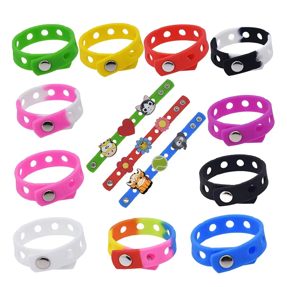 Retail and wholesale Color Silicone Bracelet Wristbands 18CM With Shoe  Buckle Shoe Accessories Shoes charms Kid birthday Gifts
