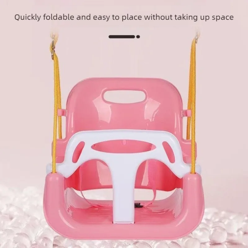 Kids Swing Set with Metal Stand Outdoor Children Safety Swing Chair Anti‑Fall High Back Swing Toy for Backyard Garden Playground