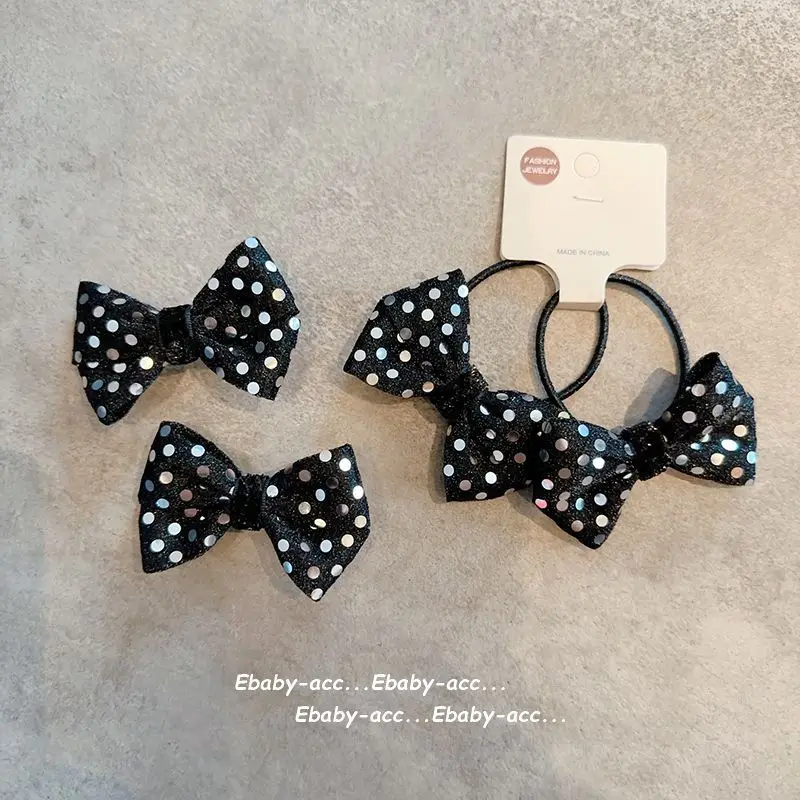 Hair Ties Hair Clips Shiny Bow Princess Top Head Ponytail Non Slip Comfortable Grip for Girls Kids Daily Party Travel