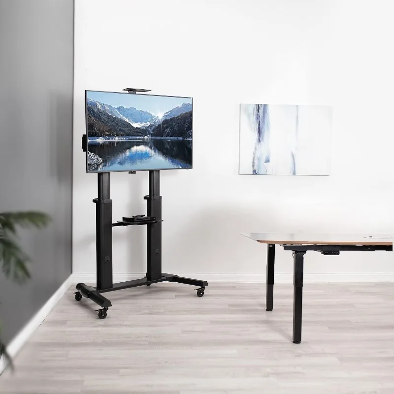 VIVO Aluminum Mobile TV Cart for 32 to 100 inch Screens up to 220 lbs, LCD LED OLED 4K Smart Flat and Curved Panels, Heavy