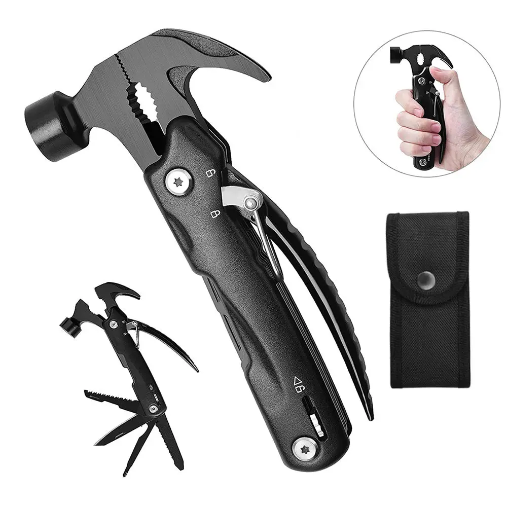 12-Inch Stainless Steel Multifunction Hammer Outdoor Survival Hand Tools for Camping & Hiking Shockproof Knife & Tool Set