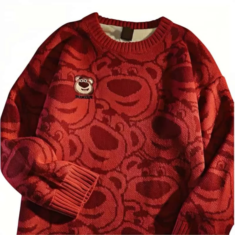 Cartoon Toy Story Lotso crew neck sweater for men and women age-reducing sweater animation character trend clothing wholesale