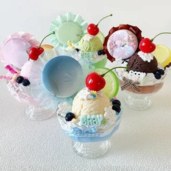 Kawaii Ice Cream Cup Badge Holder Anime Character Badge Display DIY Figurines for Desktop Decoration Fashion Gifts for Friends