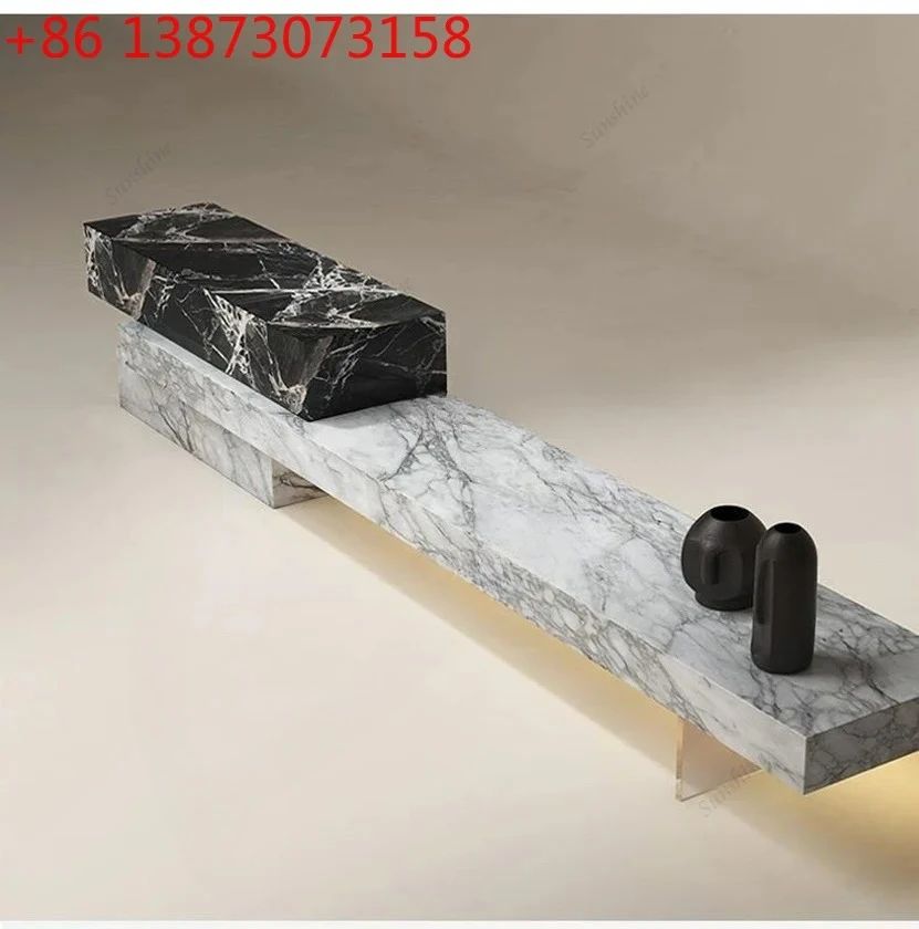 

Итальянская роскошная тумба под телевизор из натурального мрамора, водостойкая и устойчивая к царапинам, сертифицирована EO, настраиваемый развлекательный центр для виллы