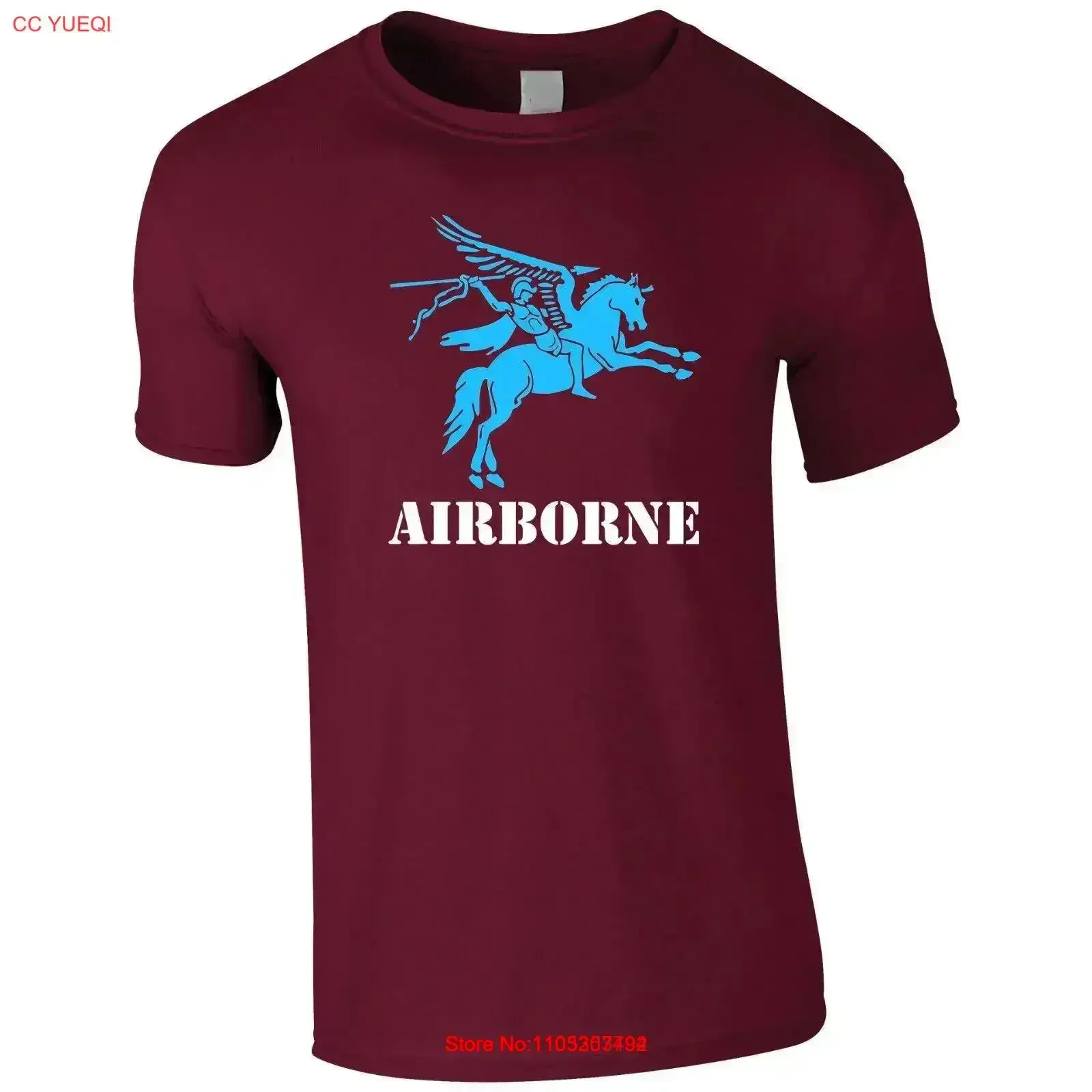 Pegasus Airborne Large Logo Herren-T-Shirt Parachute Regiment Paras Vintage Washed Bequeme, dehnbare Designerkleidung für Herren
