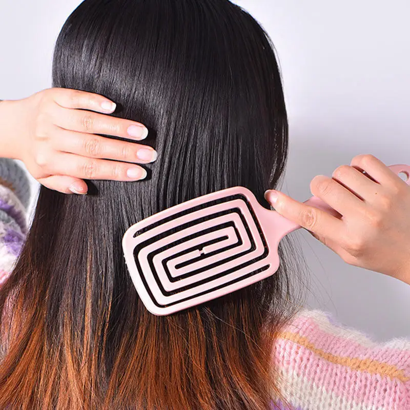 

1Pcs Elastic Massage Comb Hollow Out Hair Brush Scalp Massage Combs Hair Styling Detangler Fast Blow Drying Detangling Tool