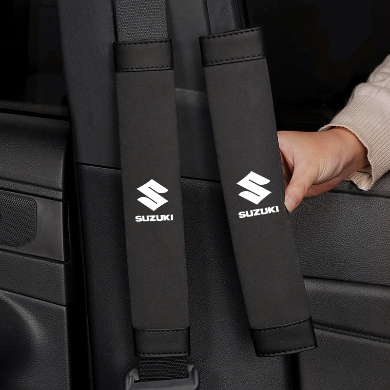 2 Fundas de Gamuza Suave para Cinturón de Seguridad de Coche, Almohadillas para Hombros para Suzuki Swace, Kizashi, Jimny, Ignis, Swift, SX4, Alto, Splash, Vitara, DZire