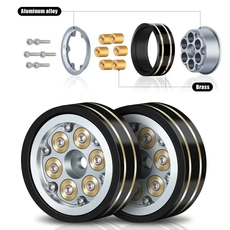 

1.1 Inch Brass Weighted Wheels for SCX24 TRX4M FCX24 1/24 1/18 RC Cars –Durable and Heavy-Duty Wheel Rims for Enhanced Stability