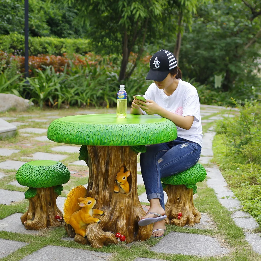 Kindergarten Cartoon Resin Crafts Mushroom Tables and Chairs Decoration Creative Garden Garden Garden Decoration