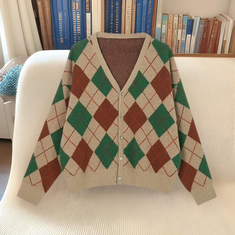 

Spring and Autumn New Korean V-neck Fashionable Slim Knitted Cardigan Regular Casual Versatile Coat