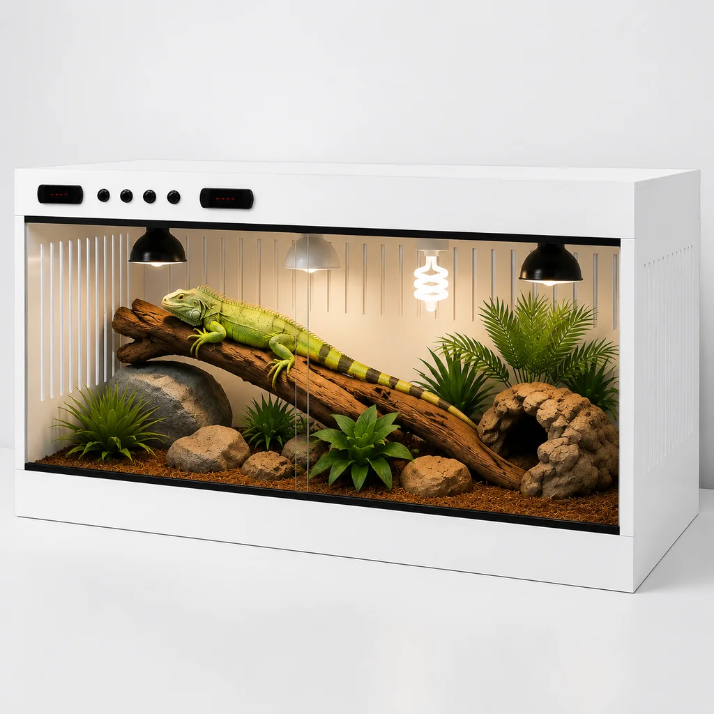 Flat Pack PVC Reptile Enclosure Knocked Down Terrarium With Heating System For Snake Gecko Lizard Breeding