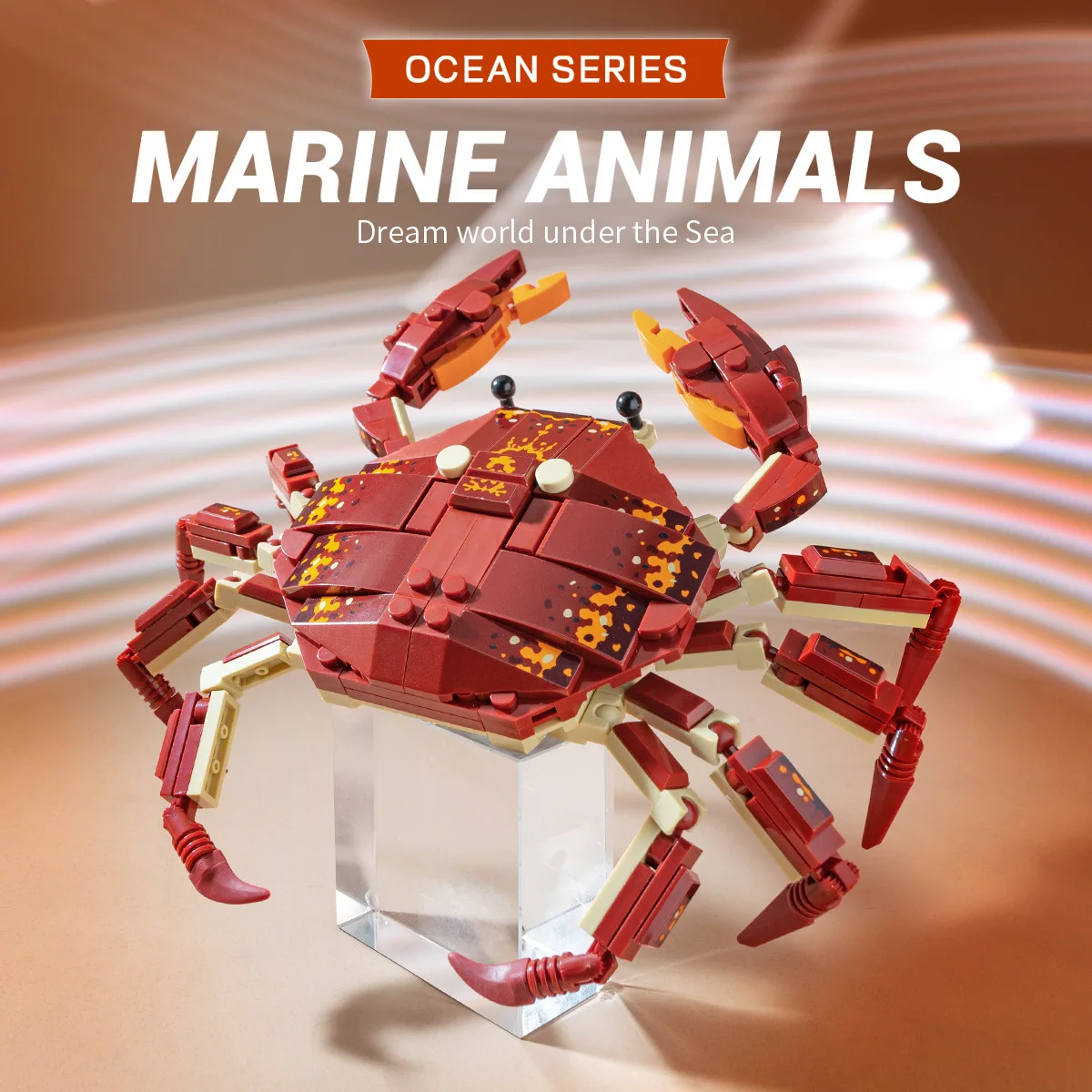 

Children's Building Blocks Ocean Series Assembly Model of Underwater Animals Such as Sharks, Blue Whales, and Crabs, Children's Holiday Gift, Desktop Decoration