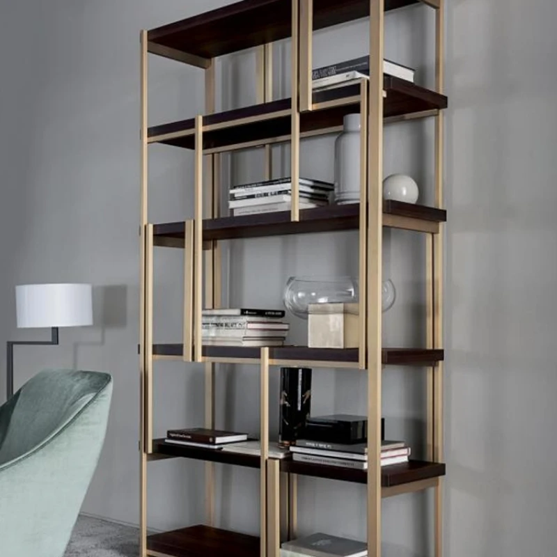 Modern study office bookshelf display cabinet storage rack small villa