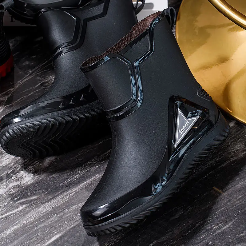 High-end Men\'s Rain Boots Mid-calf Waterproof Shoes Gardening Work Fishing Non-slip Rubber Shoes Outdoor Travel Riding Rain Boot