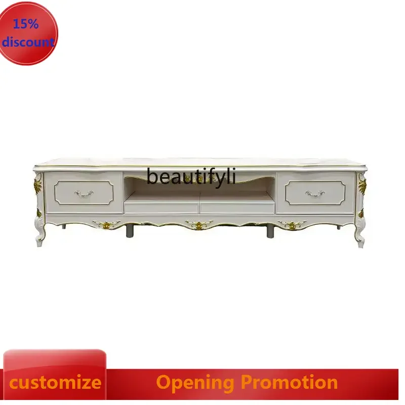 

ss8350 European solid wood TV cabinet, living room coffee table combination, living room video floor cabinet set