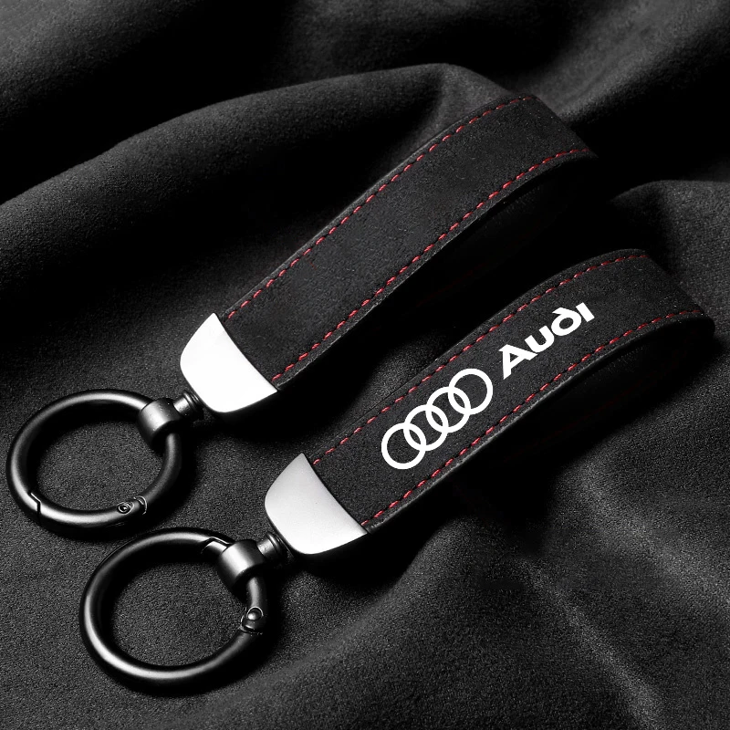 Leather Car Key Chain Rings Emblem Keychain Auto Keyring For Audi Sline A1 A3 A4 A5 A6 A7 A8 B8 B9 B6 C6 Q2 Q3 Q5 Q7 Q8 TT S3 S4