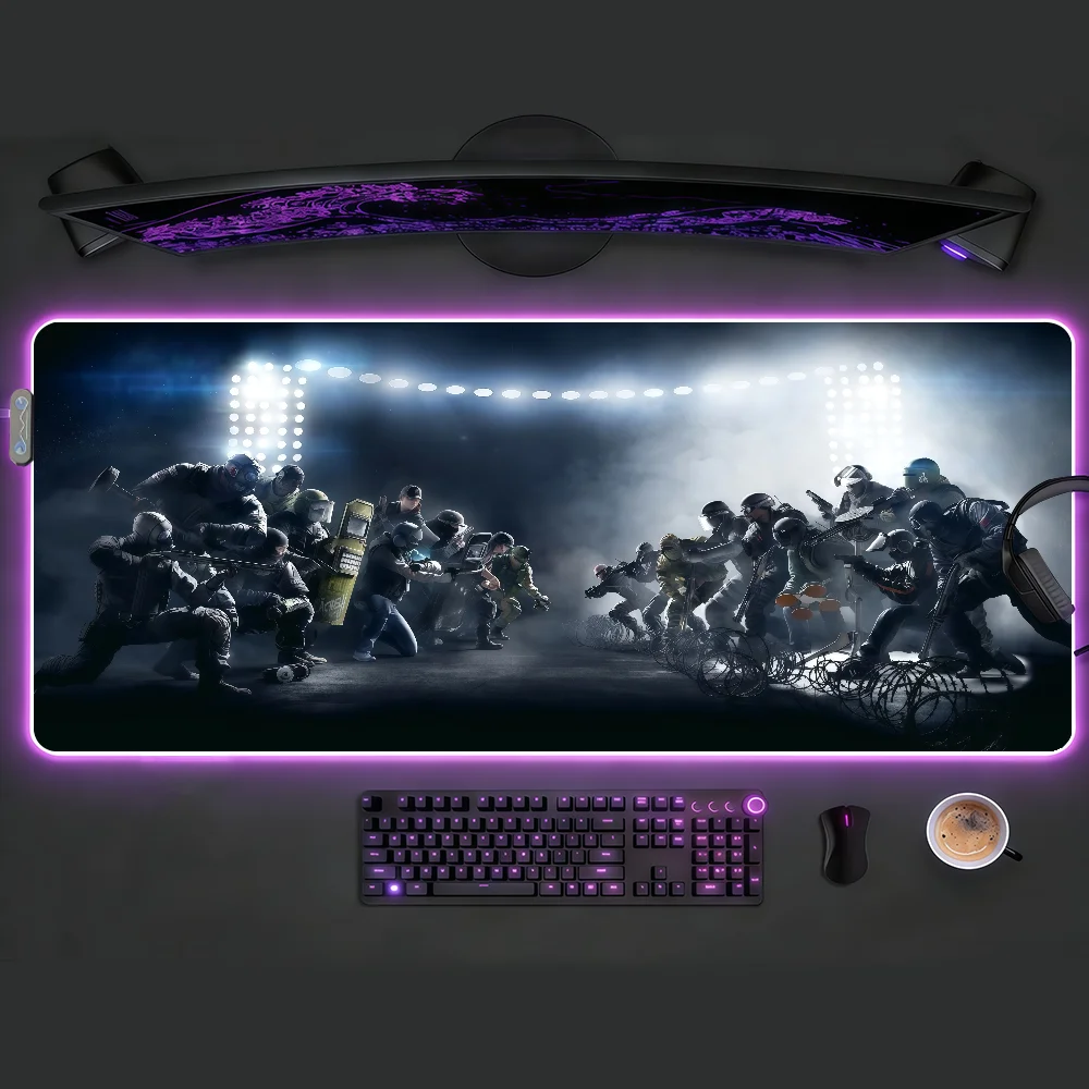 

R-RainbowS S-Six Siege Mouse Pad RGB LED Non-slip Desk Mat Rubber Gaming Accessories Large Computer Office Gamer Keyboard Mat
