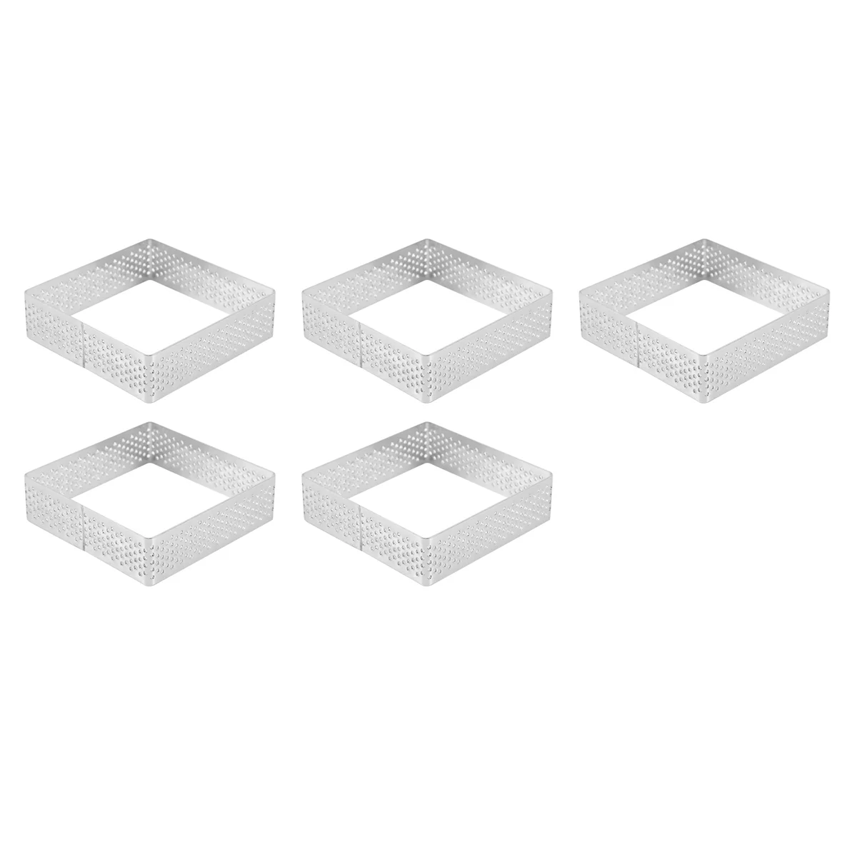 Perforierte Torte Ring Edelstahl Törtchen Formen quadratische Form Kuchen Kreis Französisch Gebäck Backwerk zeug, 5er Pack