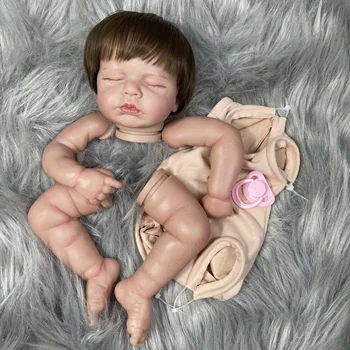 20 بوصة رسمت تولد من جديد دمية عدة LouLou مع الشعر الجذور والقماش الجسم تفكيك لتقوم بها بنفسك دمية أجزاء لعبة