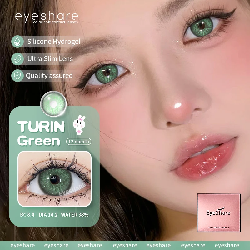 EYESHARE 1Pair Colored Contact Lenses for Eyes Natural Brown Eye Lenses Gray Pupils Blue Eye Soft Lenses Yearly Green Contacts