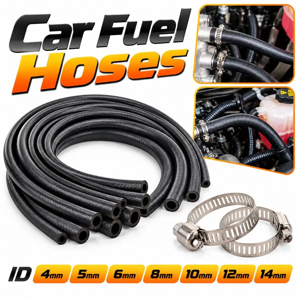 New Multifunctional Car Fuel Hoses ID 4 5 6 8 10 12 14mm with Pipe Clamp NBR Oil Resistant Hose Diesel Hose