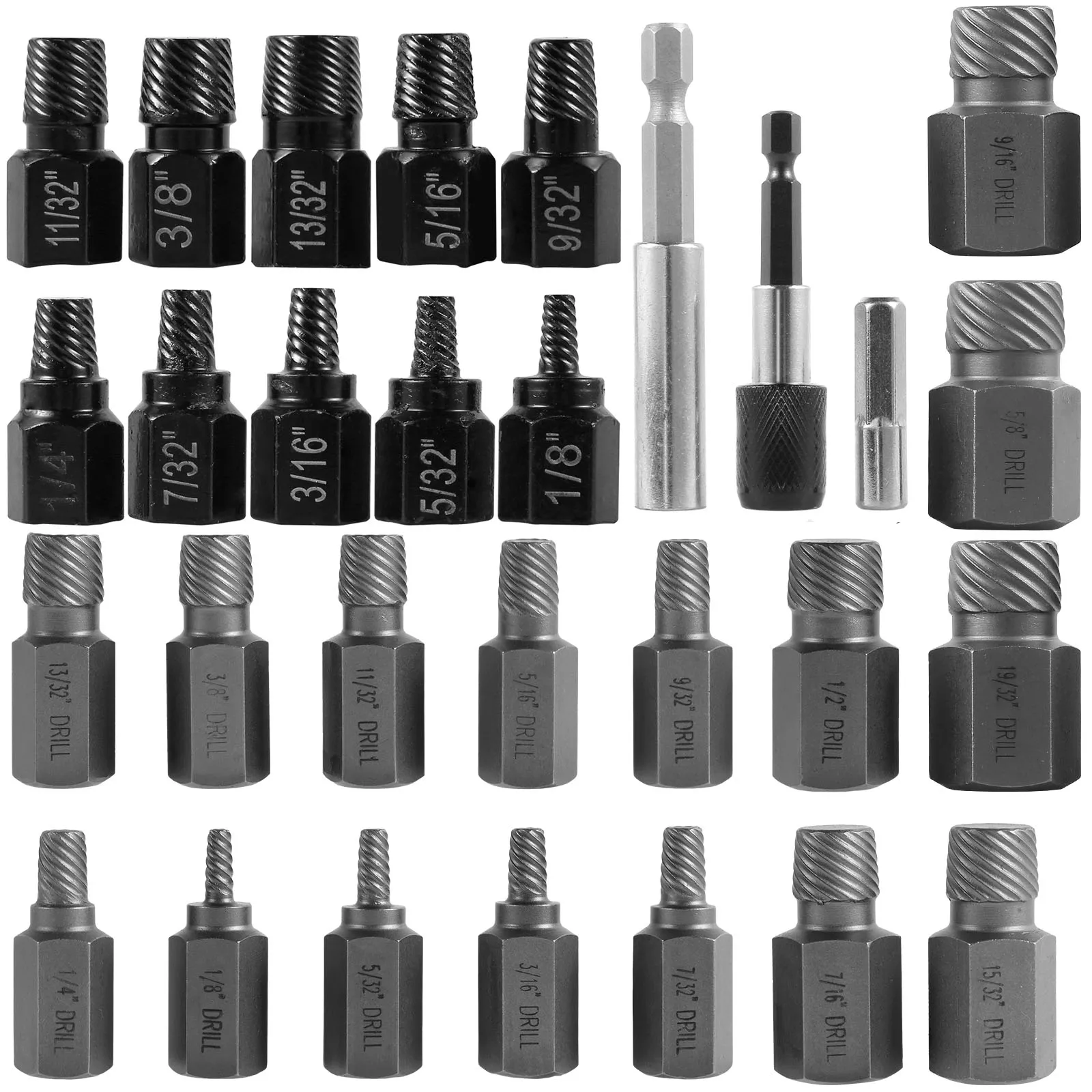 5-33Pcs Damaged Screw Extractor Drill Bit Multi-Spline Extractor Drill Broken Speed Out Bolt Extractor Bolt Stud Remover Tools