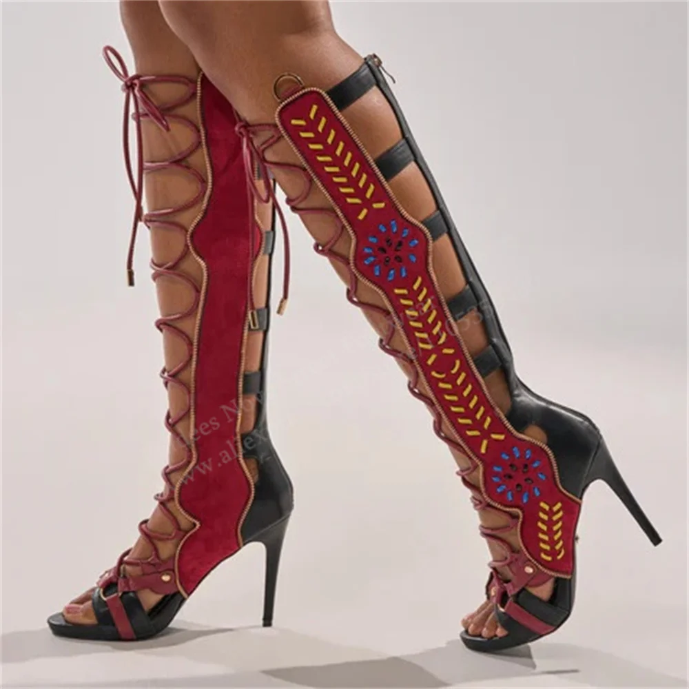 

Черные женские сандалии-гладиаторы на шпильке с круглым носком, сексуальные, с перекрестными ремешками и молнией сзади, элегантные туфли для подиума