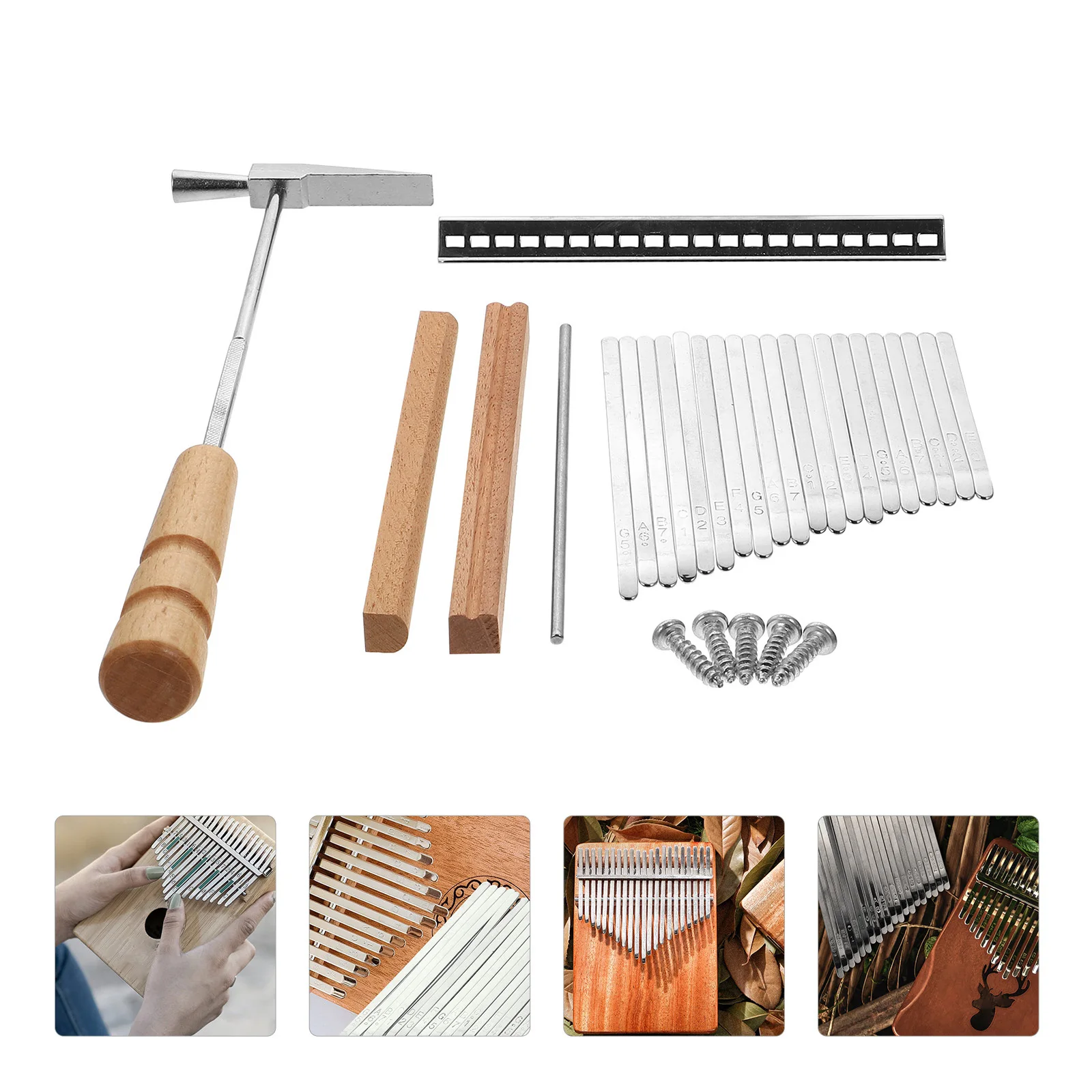 

Tuners Thumb Piano Set Kalimba Small Steel Bar Screw Accessories Wood