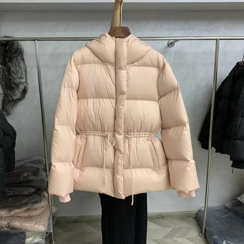 2025 Winter New Women's Goose Down Jacket Loose Warm Hooded Down Jacket