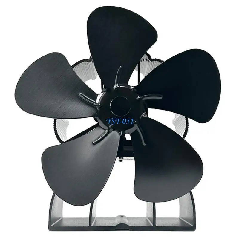 Ventilador fogão a lenha movido a calor E15A com 5 lâminas e medidor temperatura, sem necessidade eletricidade para