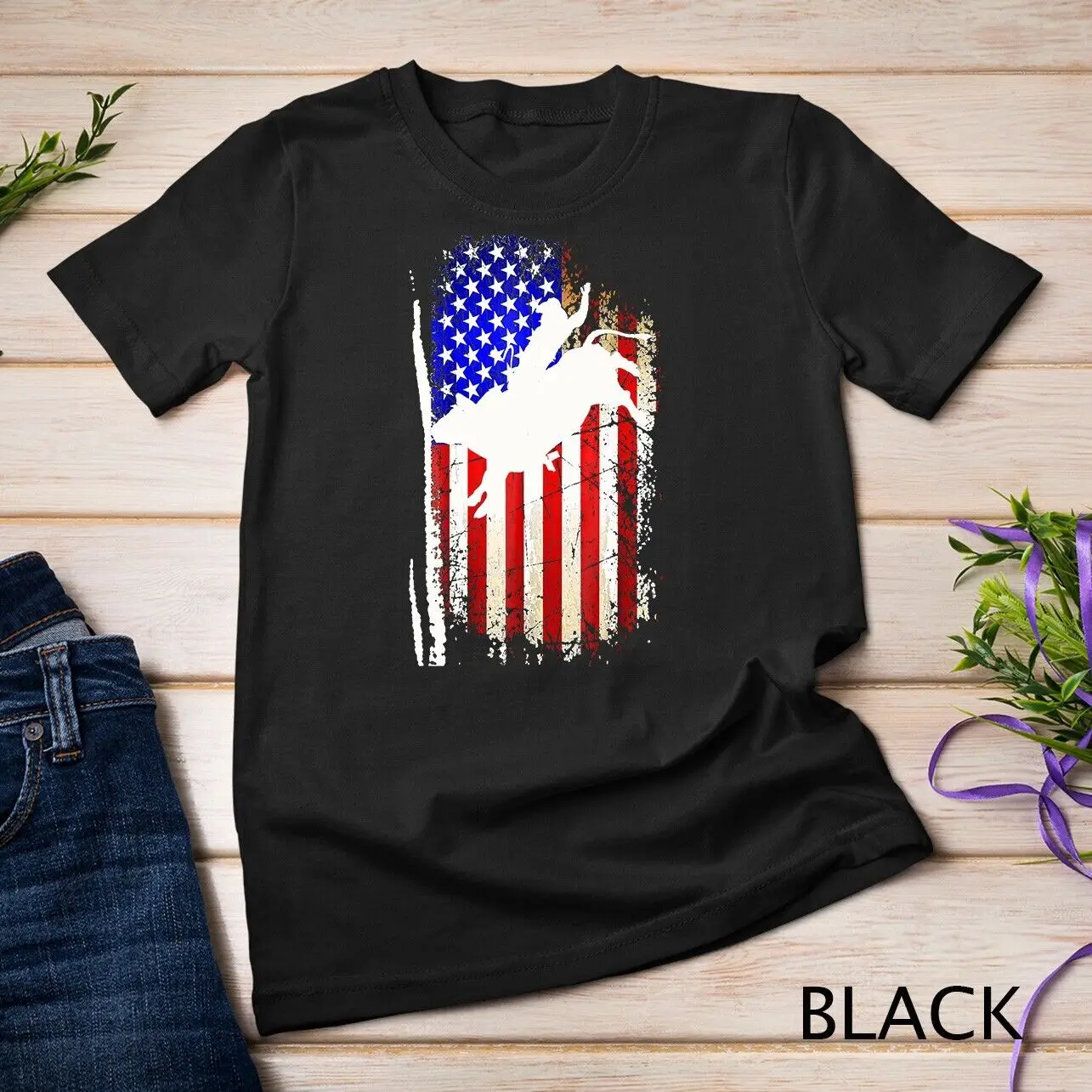 4th of July Rodeo Shirt Patriotic American Flag Gift T-Shirt Unisex T-shirt