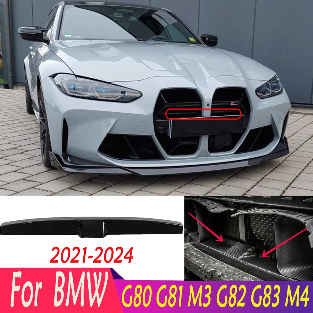 

For BMW 2021-2024 G80 G81 M3 G82 G83 M4 High Quality Glossy Black Carbon Fiber Look Front Bumper Crash Foam Cover Trim Grille