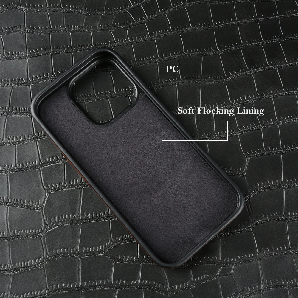 Luksusowe etui na telefon z krokodylej skóry do iPhone 18 17 Air 17e 16e 16 15 14 Plus 13 Mini 12 Pro Max, twarda, ochronna obudowa z PC — zdjęcie produktu 4