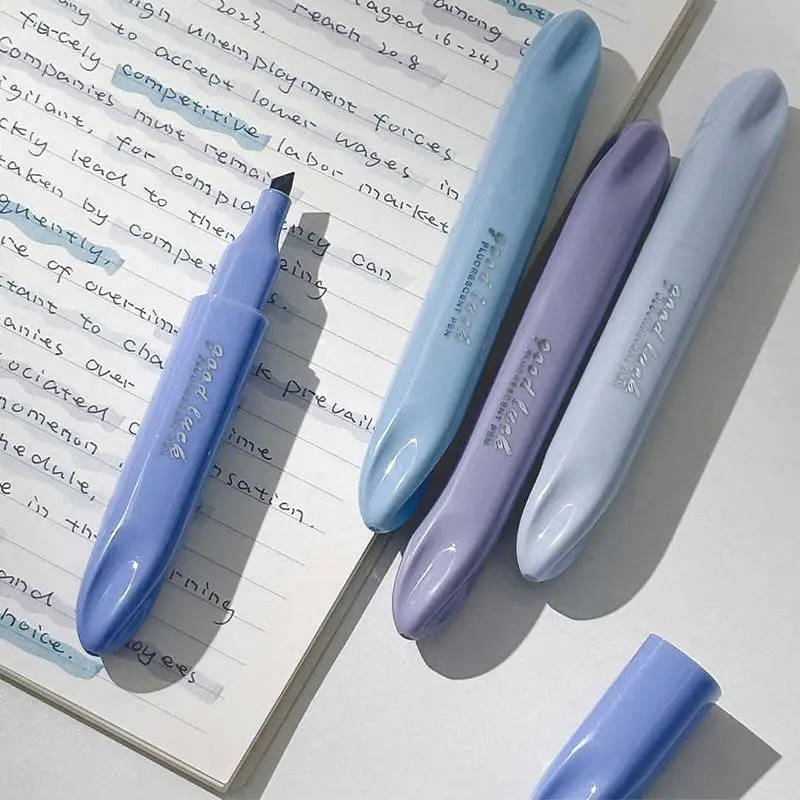 4Pcs/Box Creative Dual-Head Fluorescent Pen Student Colorful Eye Protection Marker DIY Notebook Journal Highlighters