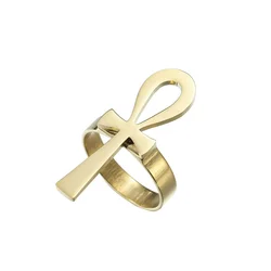 HOUWU Ankh Ring for Women Girls African Egyptian Cross Charms Finger Ring Jewelry No Fading No Stain Egypt Hieroglyphs Nile Key